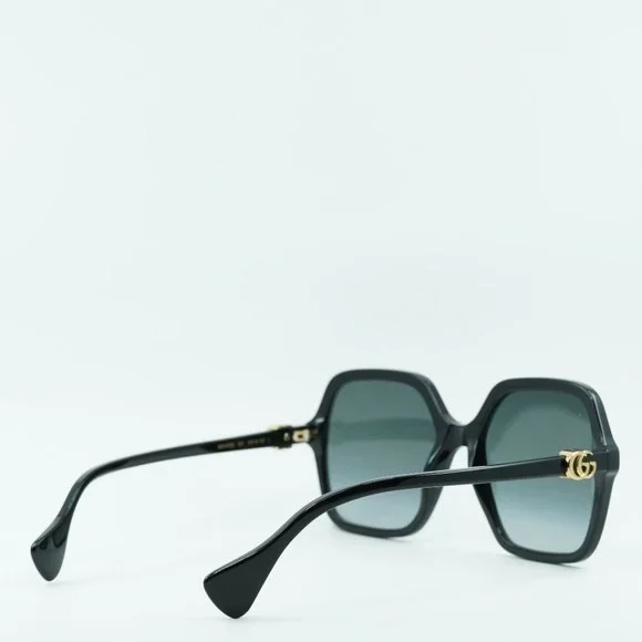 💯 NEW GUCCI GG1072SA 001 SHINY BLACK GREY GRADIENT SQUARE SUNGLASSES - Picture 8 of 11